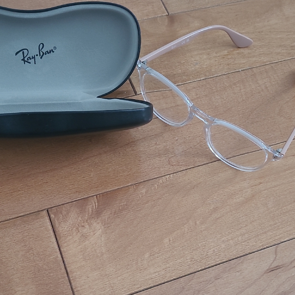 Ray-Ban Clear Frame Glasses with Light Pink Temples